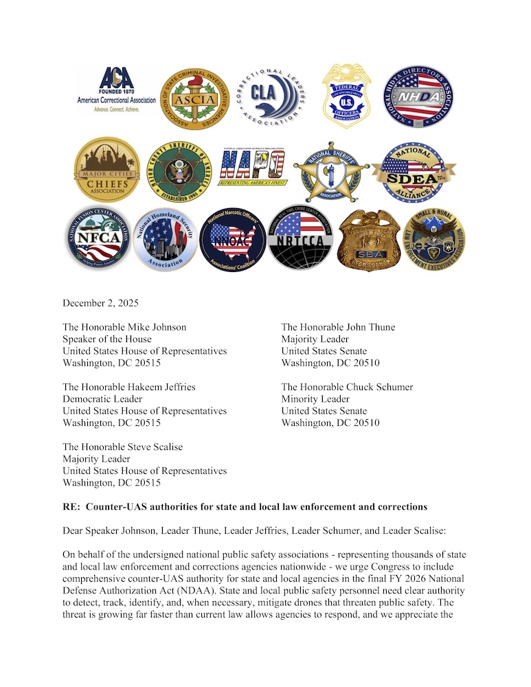 (12/02/2025): Joint LE cUAS Support Letter to Congress