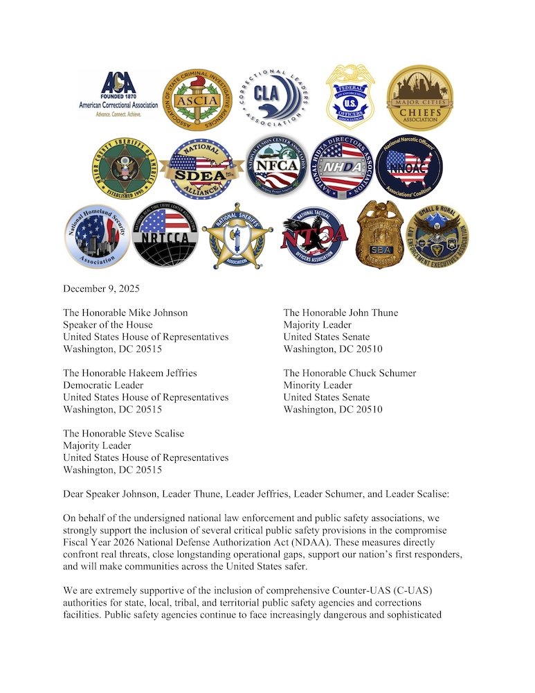 (12/09/2025): Joint Public Safety Letter on NDAA Provisions