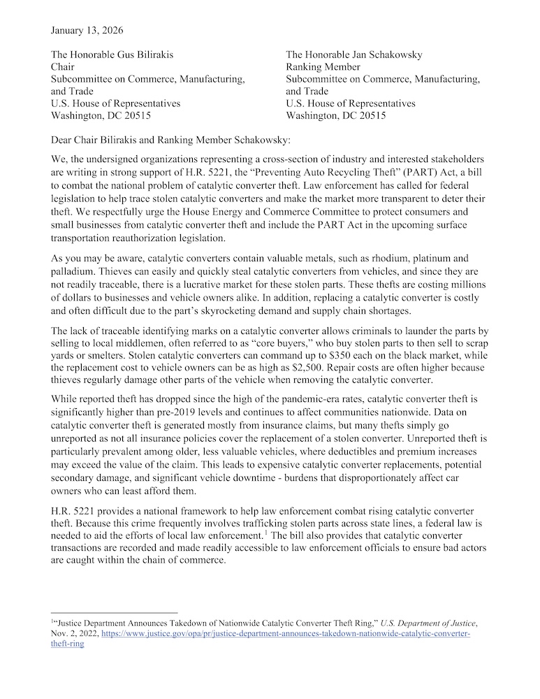 (01/13/26): PART Act Support Letter