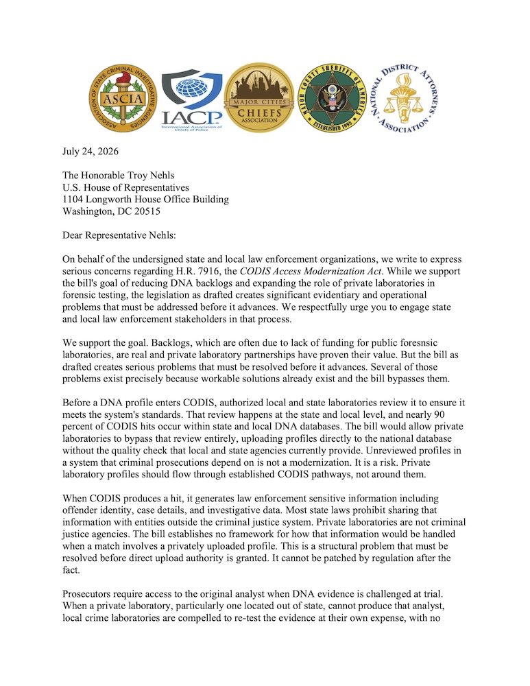 (07/24/26): LE Concerns on CODIS Access Modernization Act