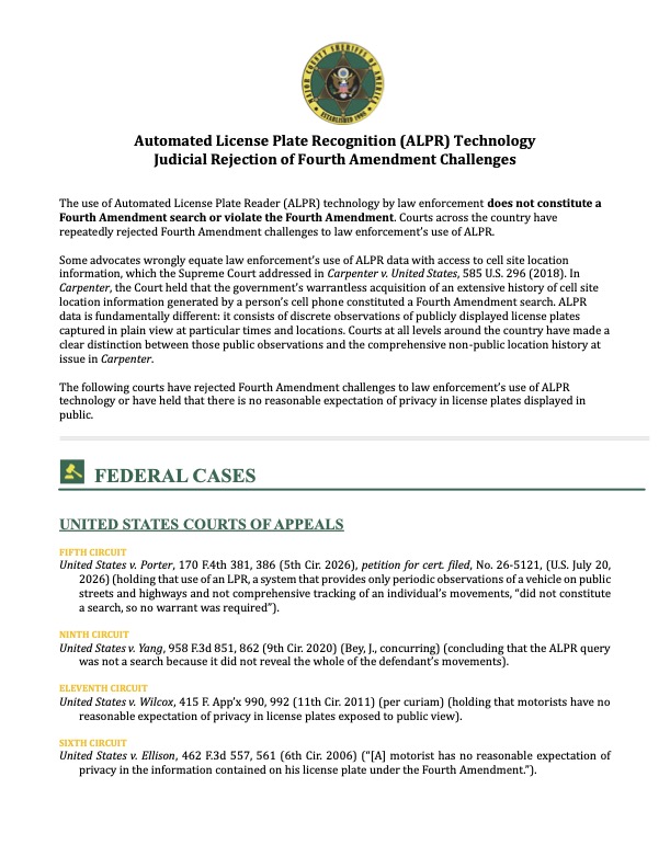 (08/25/26): Joint Statement on ALPR Technology