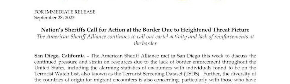 (09/28/23) Nation’s Sheriffs Call for Border Action
