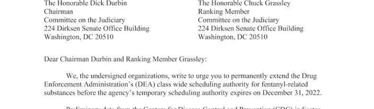 Letter to Committee on the Judiciary on Fentanyl Scheduling