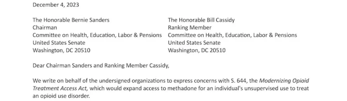 (12/04/23) Modernizing Opioid Treatment Access Act Opposition Letter